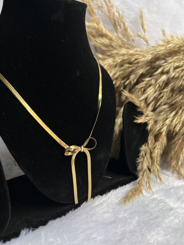 Gold bowknot Ribbon Necklace - Image 2