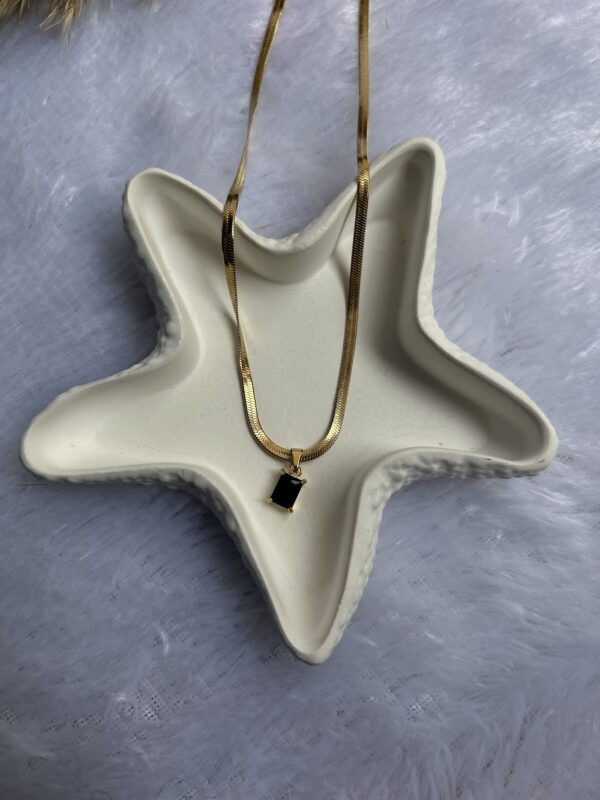 Anti Tarnish Black stone Pendant snake chain - Image 3
