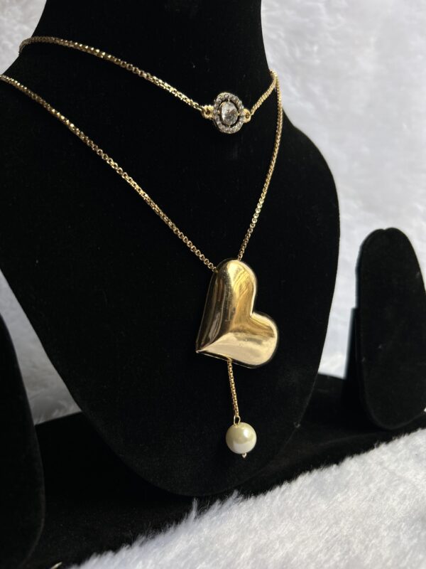 Stainless steel Double layer Heart pearl Chain276 - Image 3