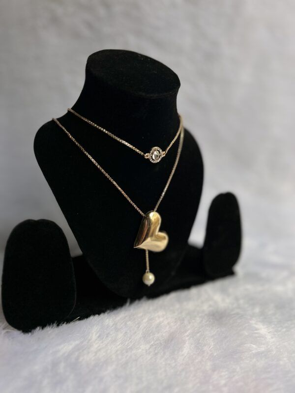 Stainless steel Double layer Heart pearl Chain276 - Image 4