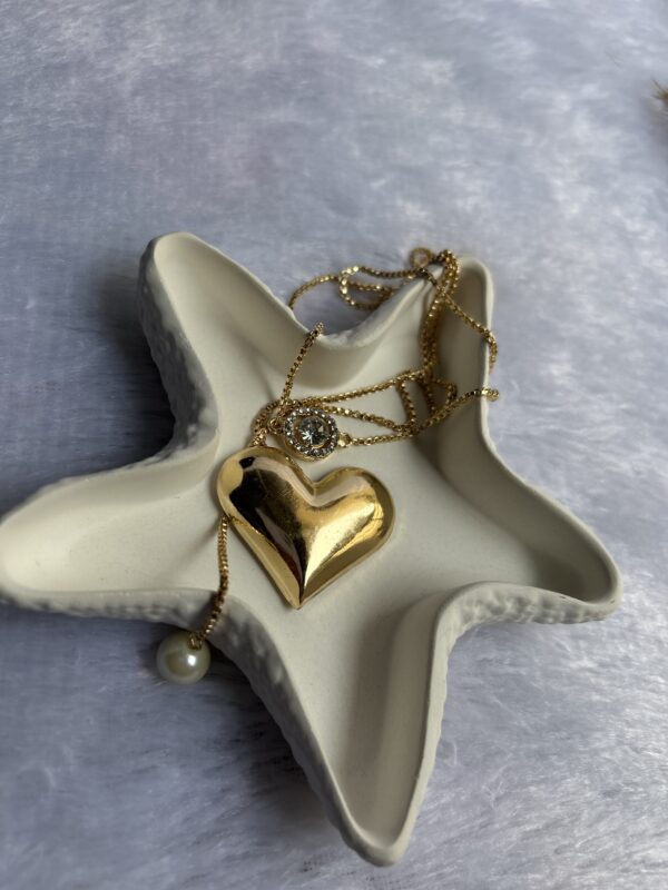 Stainless steel Double layer Heart pearl Chain276 - Image 2