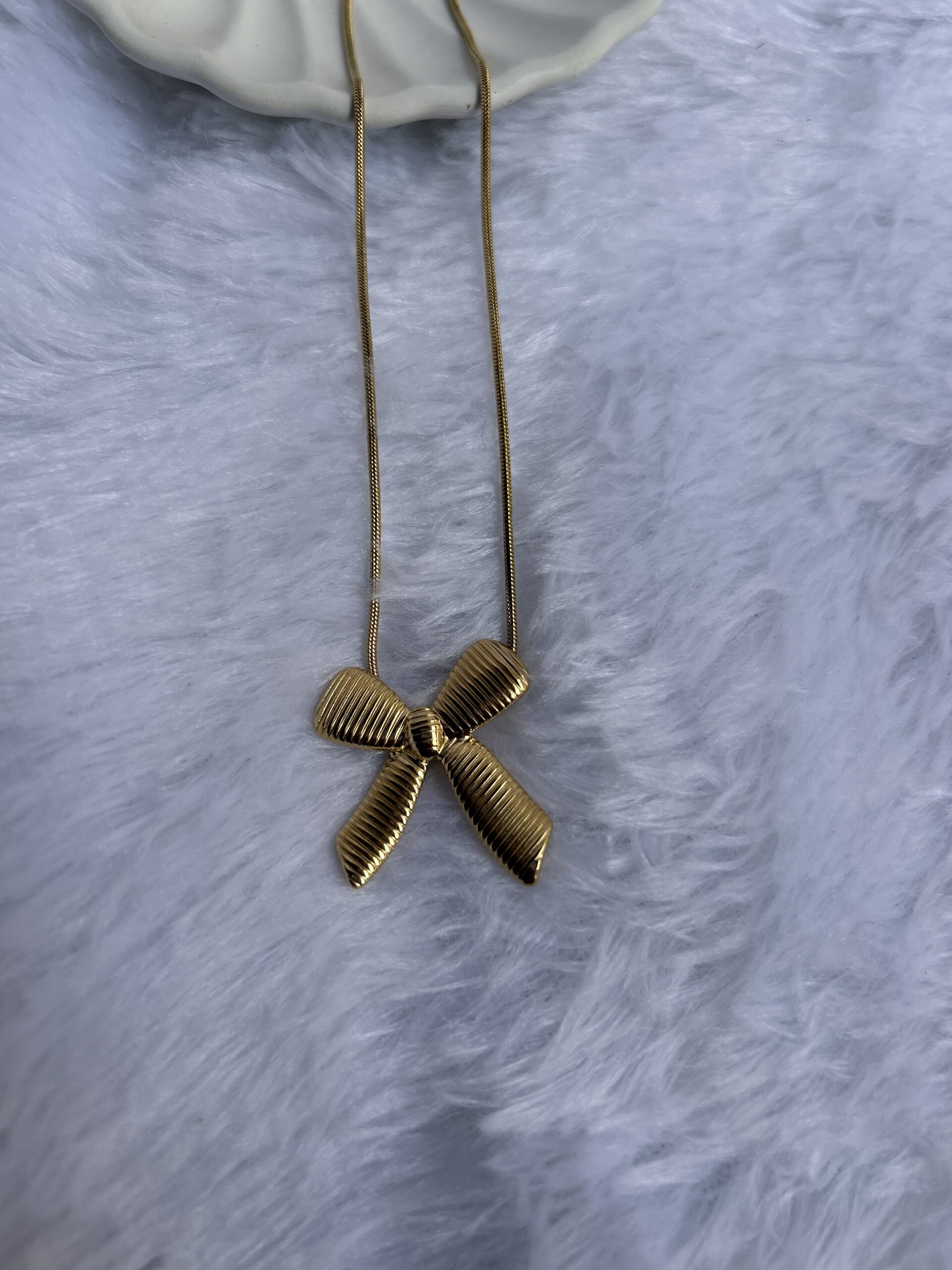 Anti Tarnish Bow design necklace