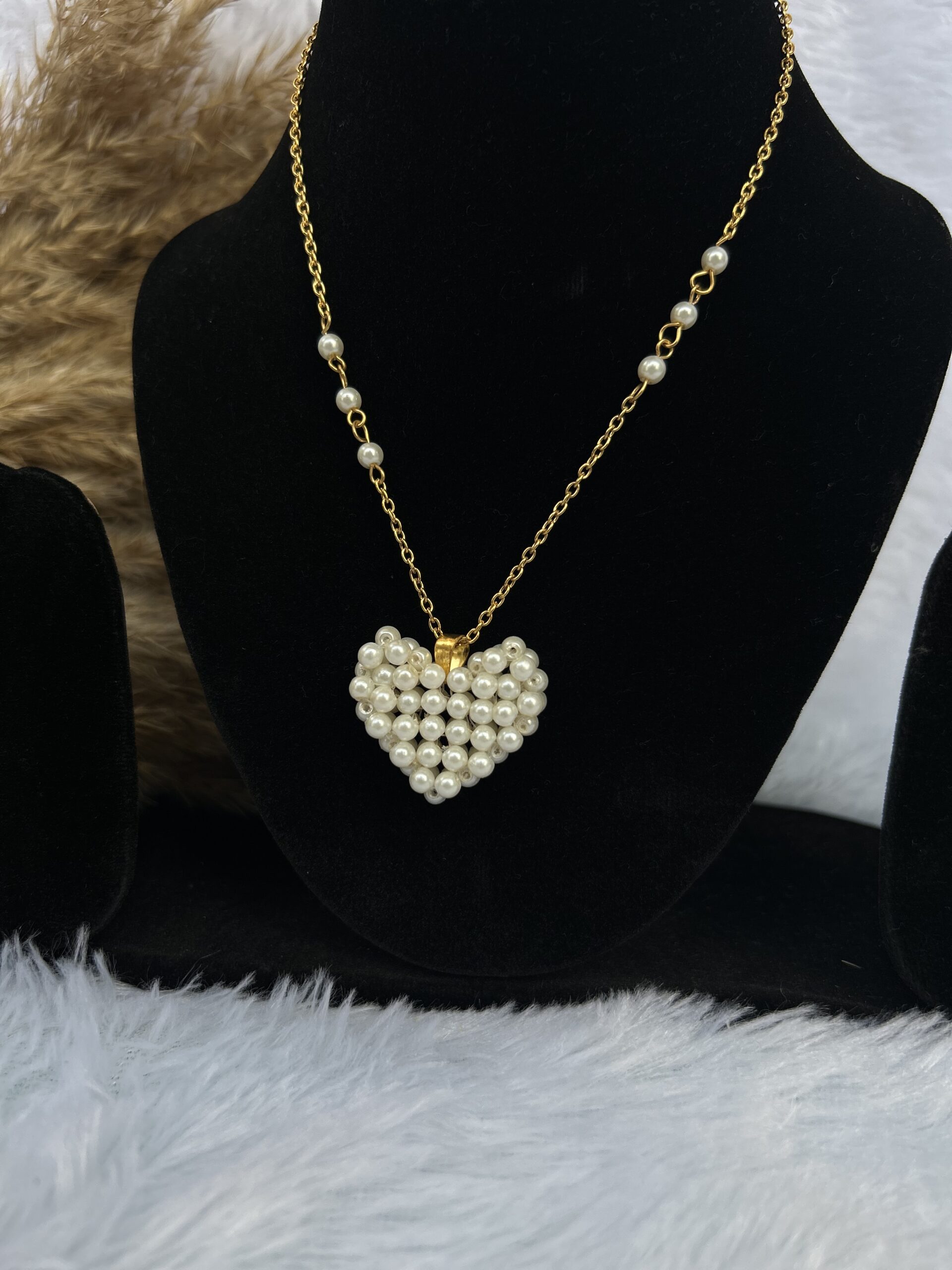 Anti-Tarnish stainless Pearl Heart Necklace