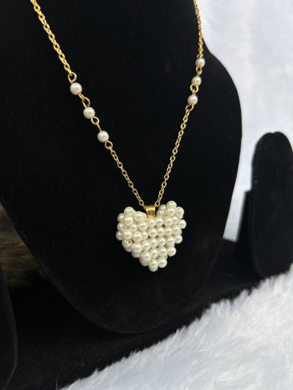 Anti-Tarnish stainless Pearl Heart Necklace - Image 2