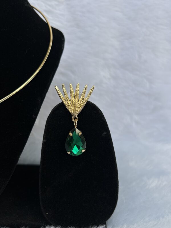 stainless Anti-Tarnish coating Emerald Necklace Set With Earrings - Image 3