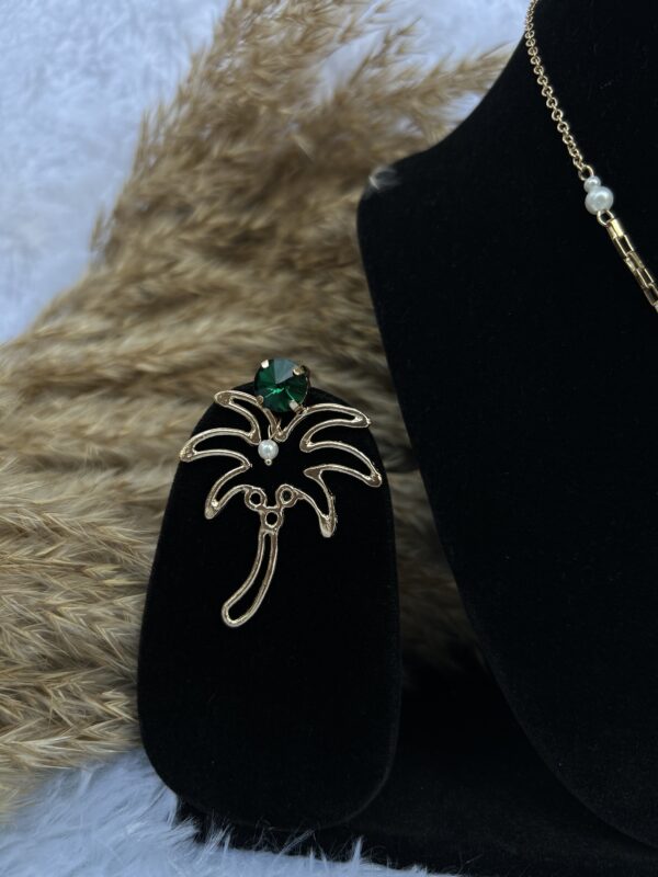Anti-Tarnish Palm Tree Necklace Set With Earrings - Image 2