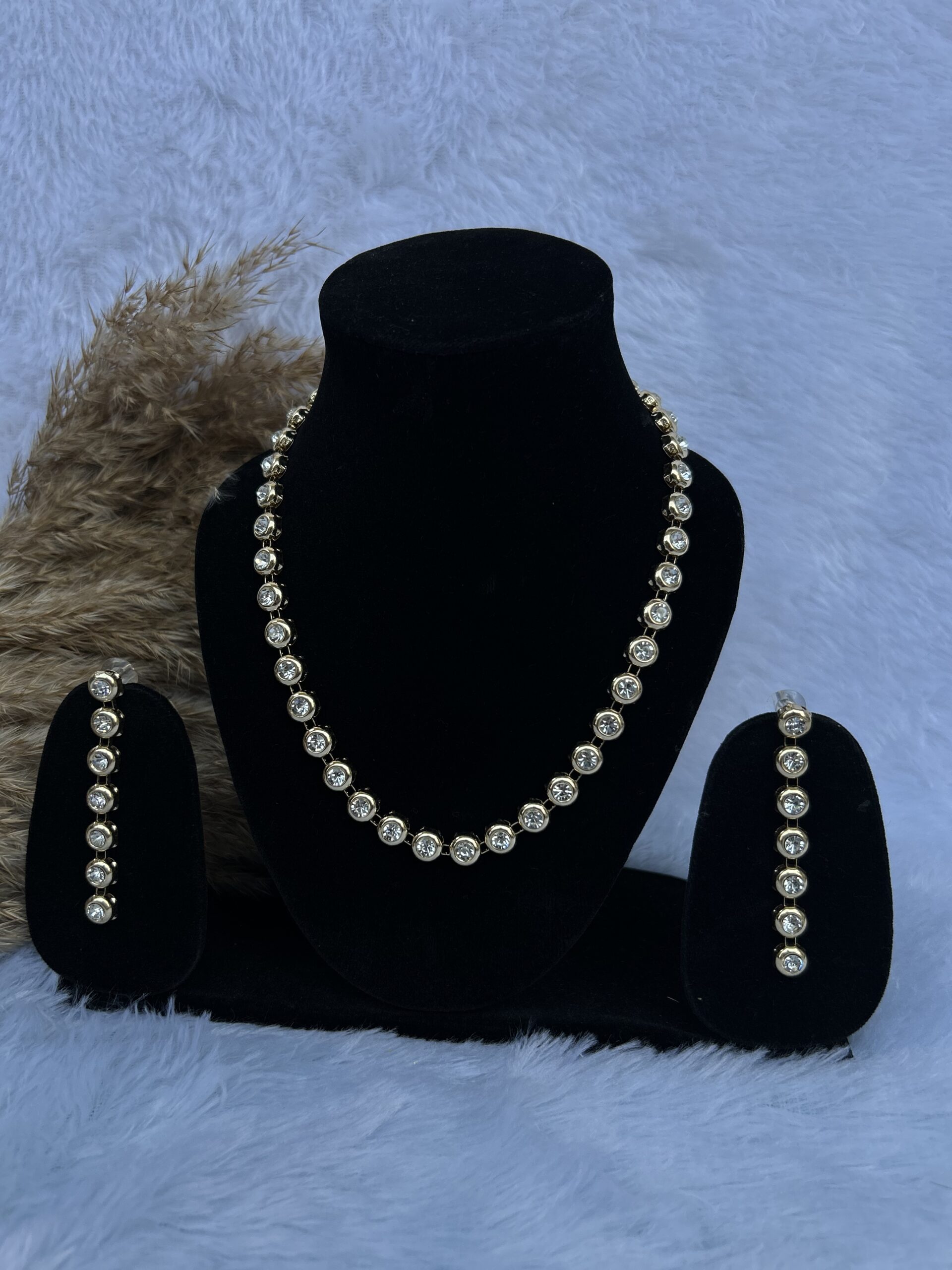 Anti-Tarnish AD Necklace Set With Earrings