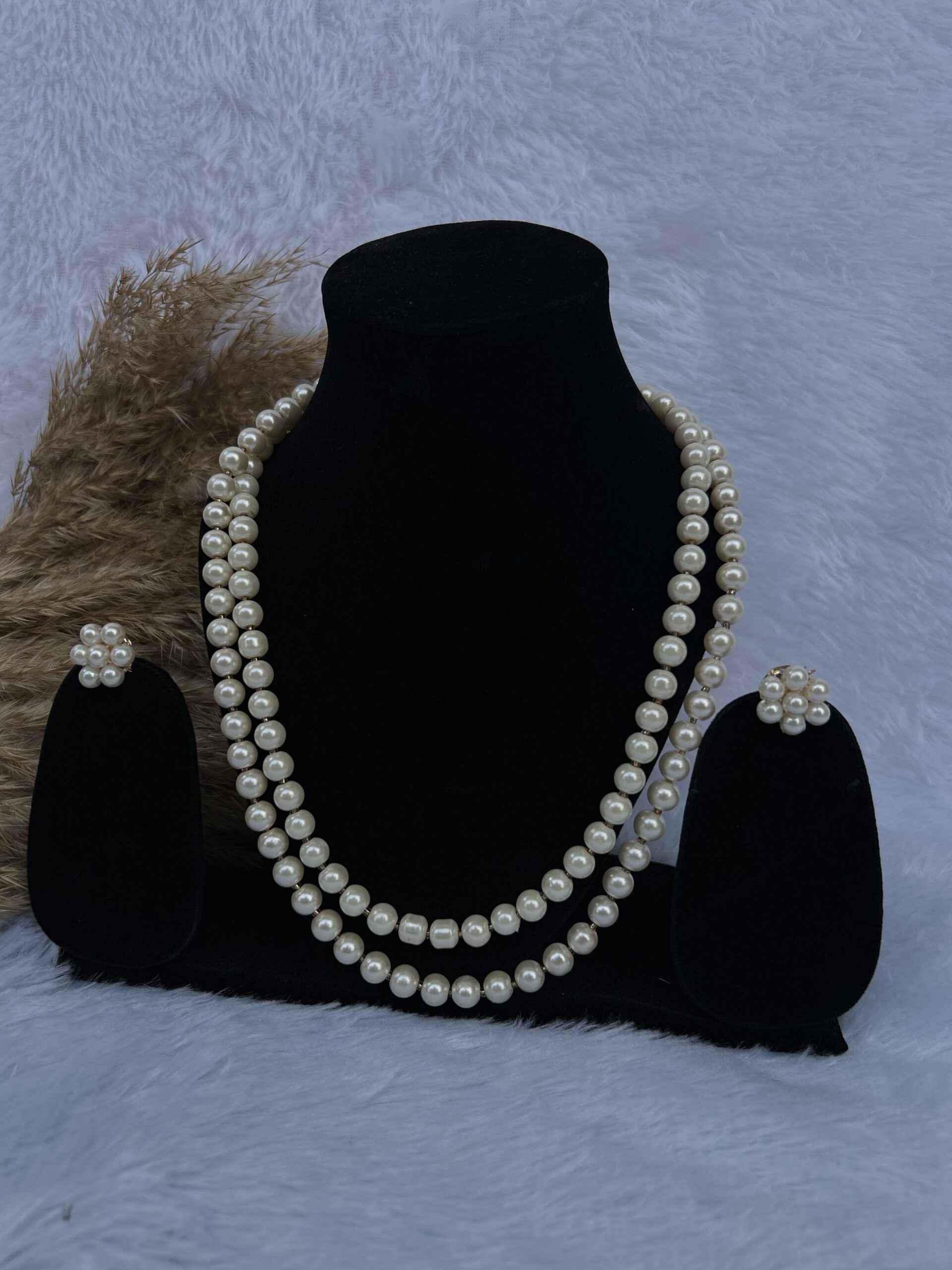 Multilayer Pearl Necklace Set With Earrings✨