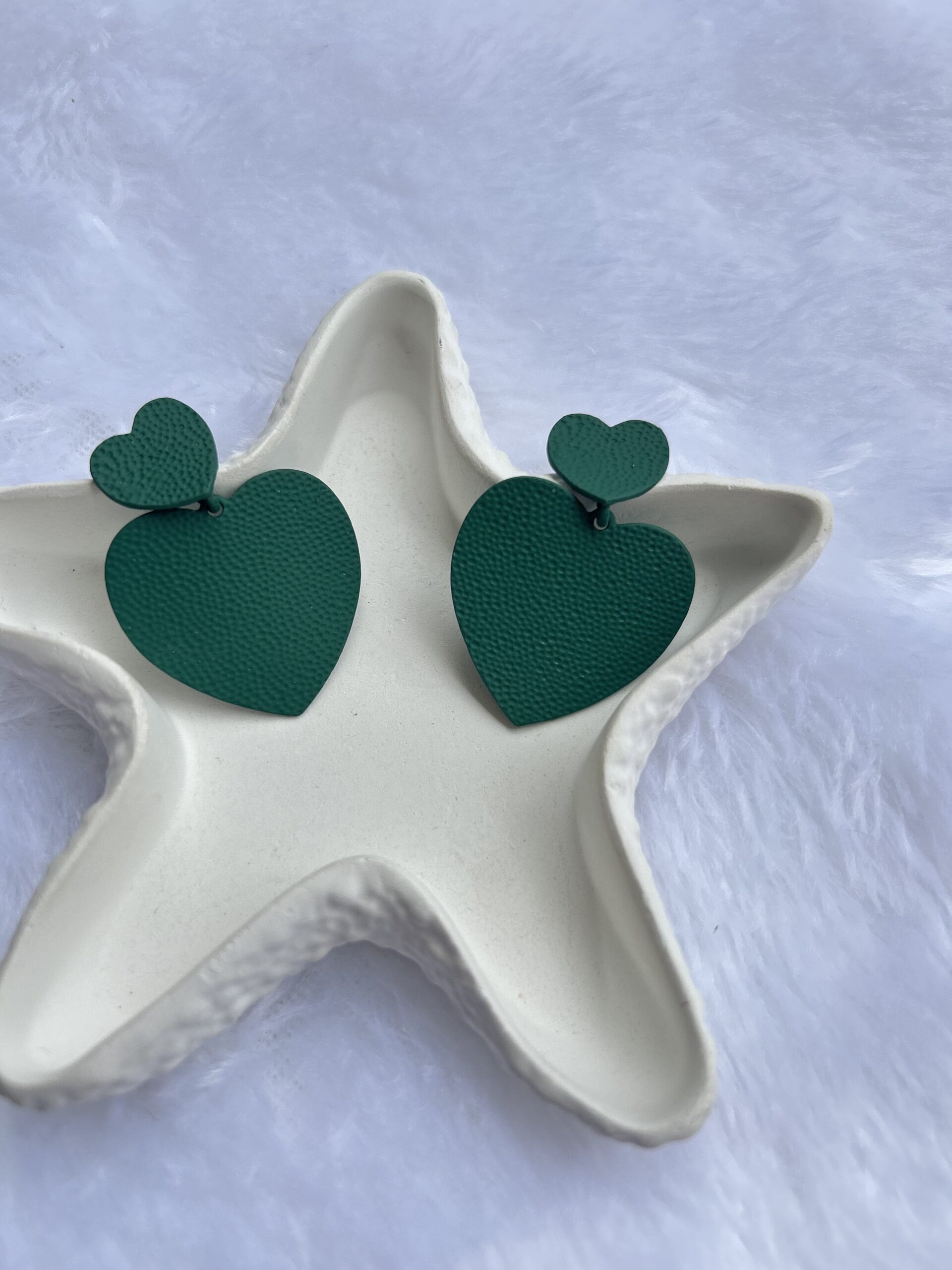 Green Heart Earrings